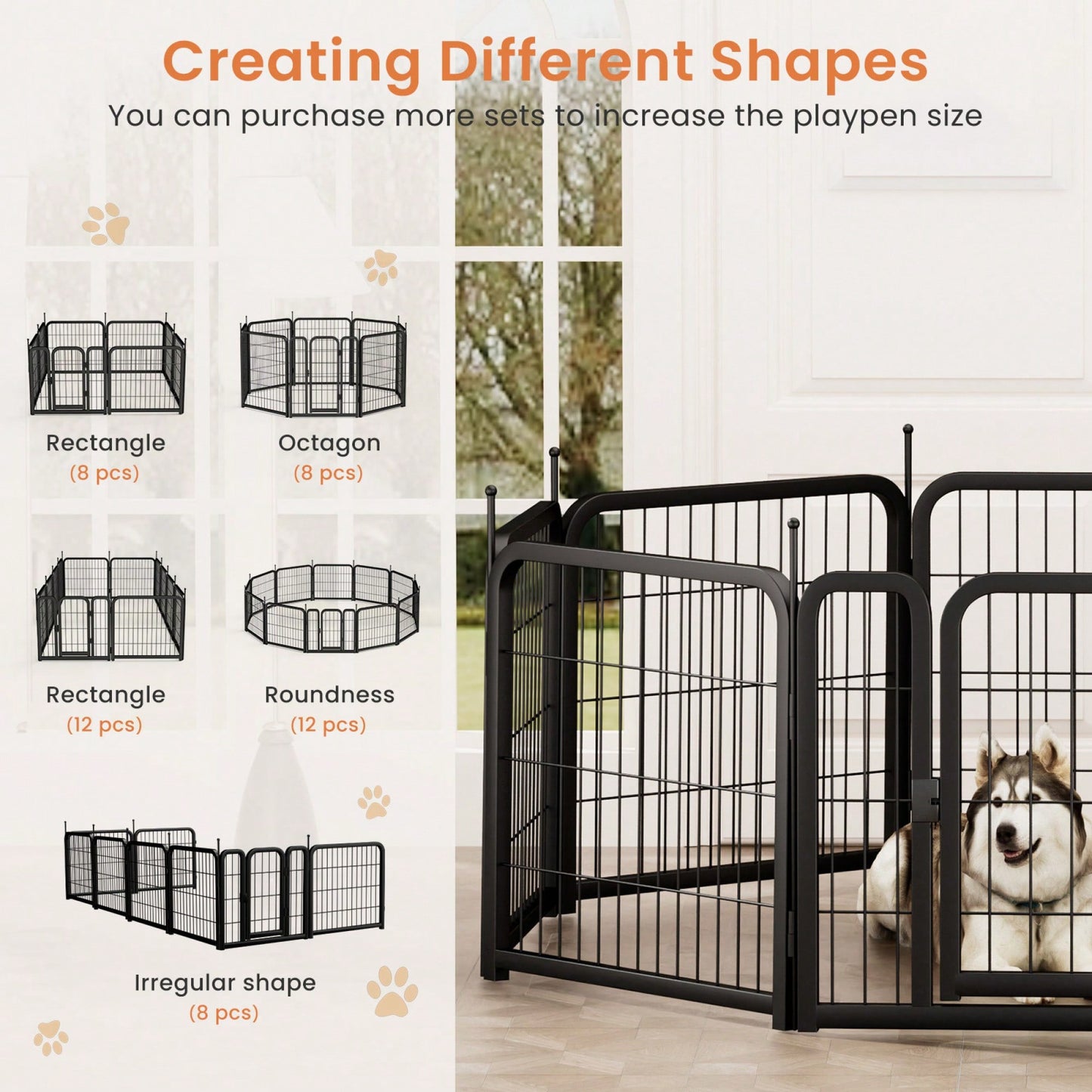 Portable 8-Panel 24 Inch Dog Playpen for Small Pets Ideal for Indoor Outdoor Use Compact Design Black Finish