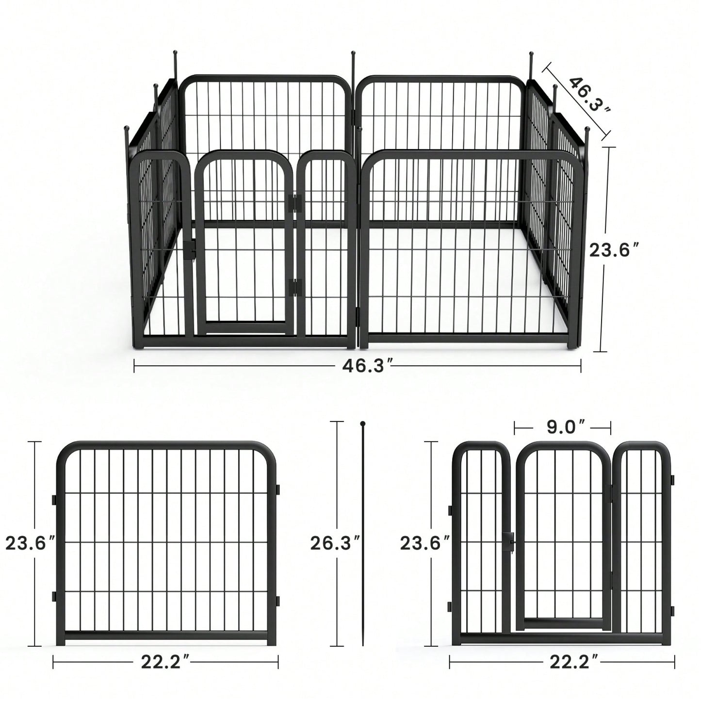 Portable 8-Panel 24 Inch Dog Playpen for Small Pets Ideal for Indoor Outdoor Use Compact Design Black Finish