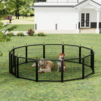 Portable 12-Panel Dog Playpen for Small Pets 24 Inch High Exercise Fence for Puppies Rabbits Ideal for Indoor Outdoor Use