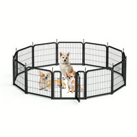 Portable 12-Panel Dog Playpen for Small Pets 24 Inch High Exercise Fence for Puppies Rabbits Ideal for Indoor Outdoor Use