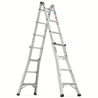 Versatile 17ft Multi-Position Foldable Aluminum Ladder - A-Frame & Straight Design, Supports 250lbs, Ideal For Home And Work Use