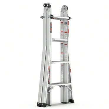 Versatile 17ft Multi-Position Foldable Aluminum Ladder - A-Frame & Straight Design, Supports 250lbs, Ideal For Home And Work Use