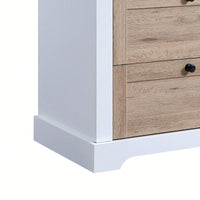 Modern 6-Drawer Dresser with Interlocking Design for Bedroom or Closet Easy Assembly Stylish White and Oak Finish