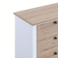 Modern 6-Drawer Dresser with Interlocking Design for Bedroom or Closet Easy Assembly Stylish White and Oak Finish
