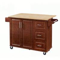 Versatile Rolling Kitchen Island With Drop Leaf Countertop, Storage Cabinet, And Tower Rack - White Finish