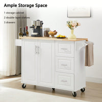 Versatile Rolling Kitchen Island With Drop Leaf Countertop, Storage Cabinet, And Tower Rack - White Finish