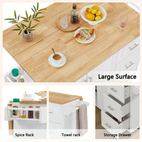 Versatile Rolling Kitchen Island With Drop Leaf Countertop, Storage Cabinet, And Tower Rack - White Finish