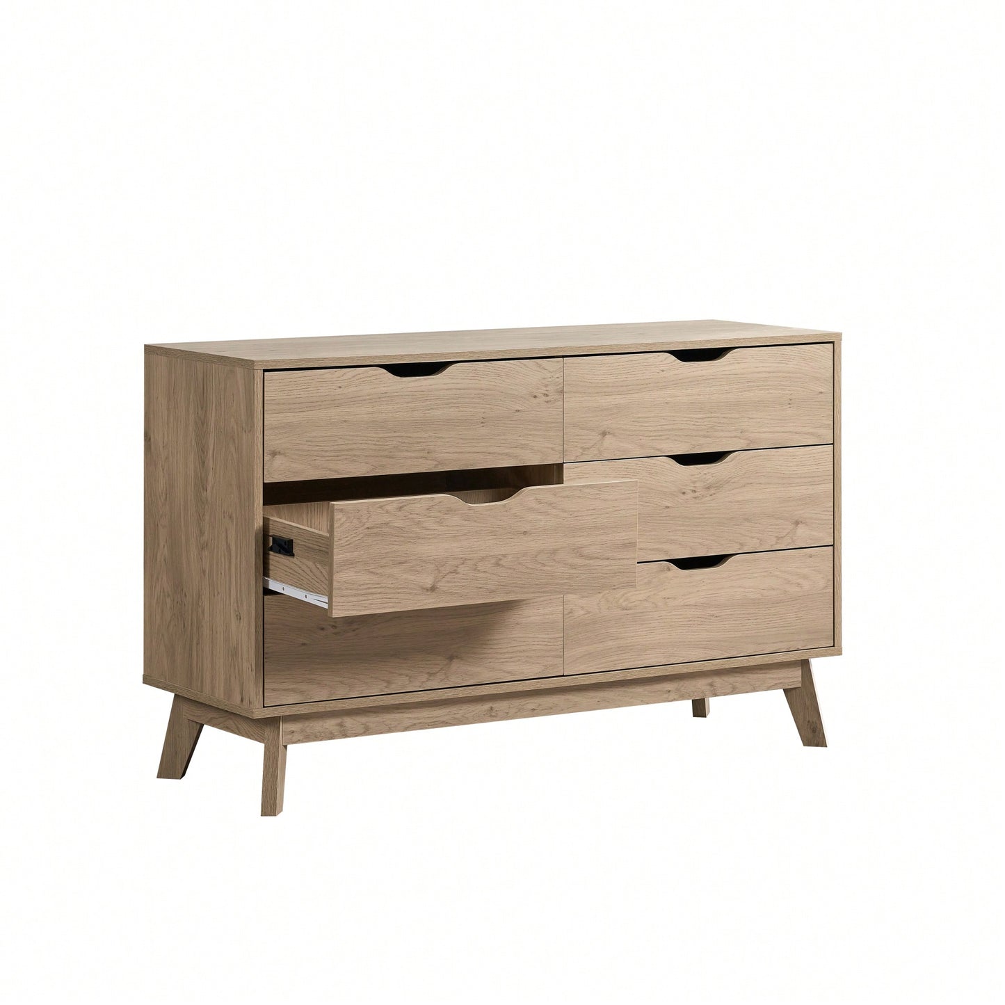 Spacious 6-Drawer Dresser With Interlock Feature – Easy Assembly Wide Storage Solution In Natural Oak For Bedroom And Closet Organization