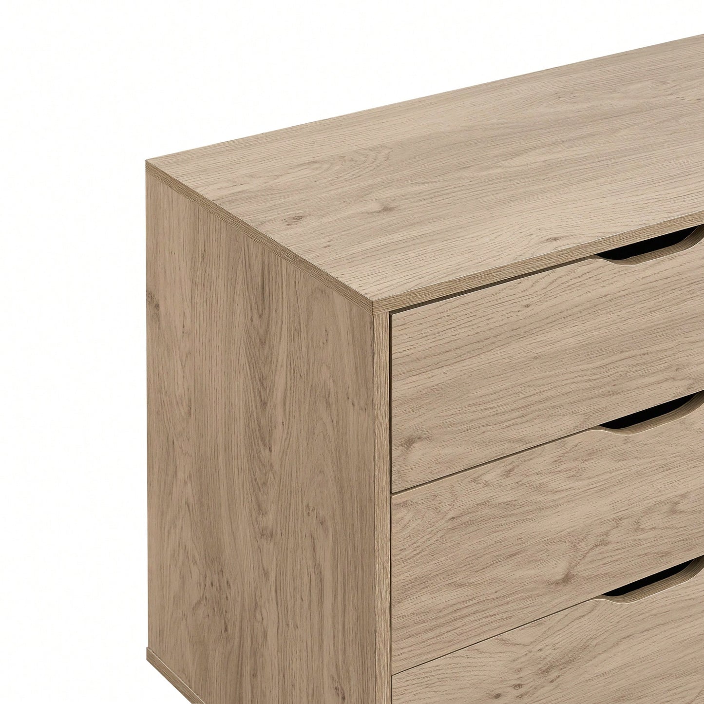 Spacious 6-Drawer Dresser With Interlock Feature – Easy Assembly Wide Storage Solution In Natural Oak For Bedroom And Closet Organization