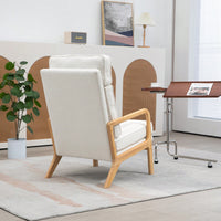 25.2"W Modern Rocking Chair - Comfy Boucle Upholstered High Back Lounge Armchair For Nursery, Living Room, And Bedroom, Ivory Finish