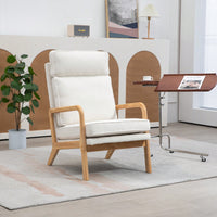 25.2"W Modern Rocking Chair - Comfy Boucle Upholstered High Back Lounge Armchair For Nursery, Living Room, And Bedroom, Ivory Finish