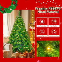 Lush 6FT Pre-Lit Artificial Christmas Tree with Pine Cones Garland and Wreath Ideal for Home or Office Holiday Decor