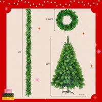 Lush 6FT Pre-Lit Artificial Christmas Tree with Pine Cones Garland and Wreath Ideal for Home or Office Holiday Decor
