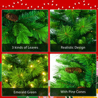 Lush 6FT Pre-Lit Artificial Christmas Tree with Pine Cones Garland and Wreath Ideal for Home or Office Holiday Decor