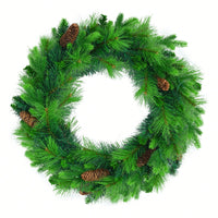 Lush 6FT Pre-Lit Artificial Christmas Tree with Pine Cones Garland and Wreath Ideal for Home or Office Holiday Decor