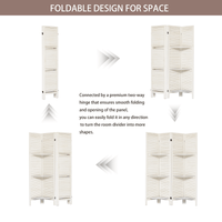 Versatile 4-Panel White Room Divider With Shelves - Portable Wooden Folding Privacy Screen For Bedroom, Home Office, And Studio Decor