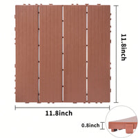 Interlocking Plastic Deck Tiles - 11.8"X11.8" (Pack Of 44) - Waterproof Outdoor Patio Flooring For Garden, Poolside & Yard In Mahogany Color