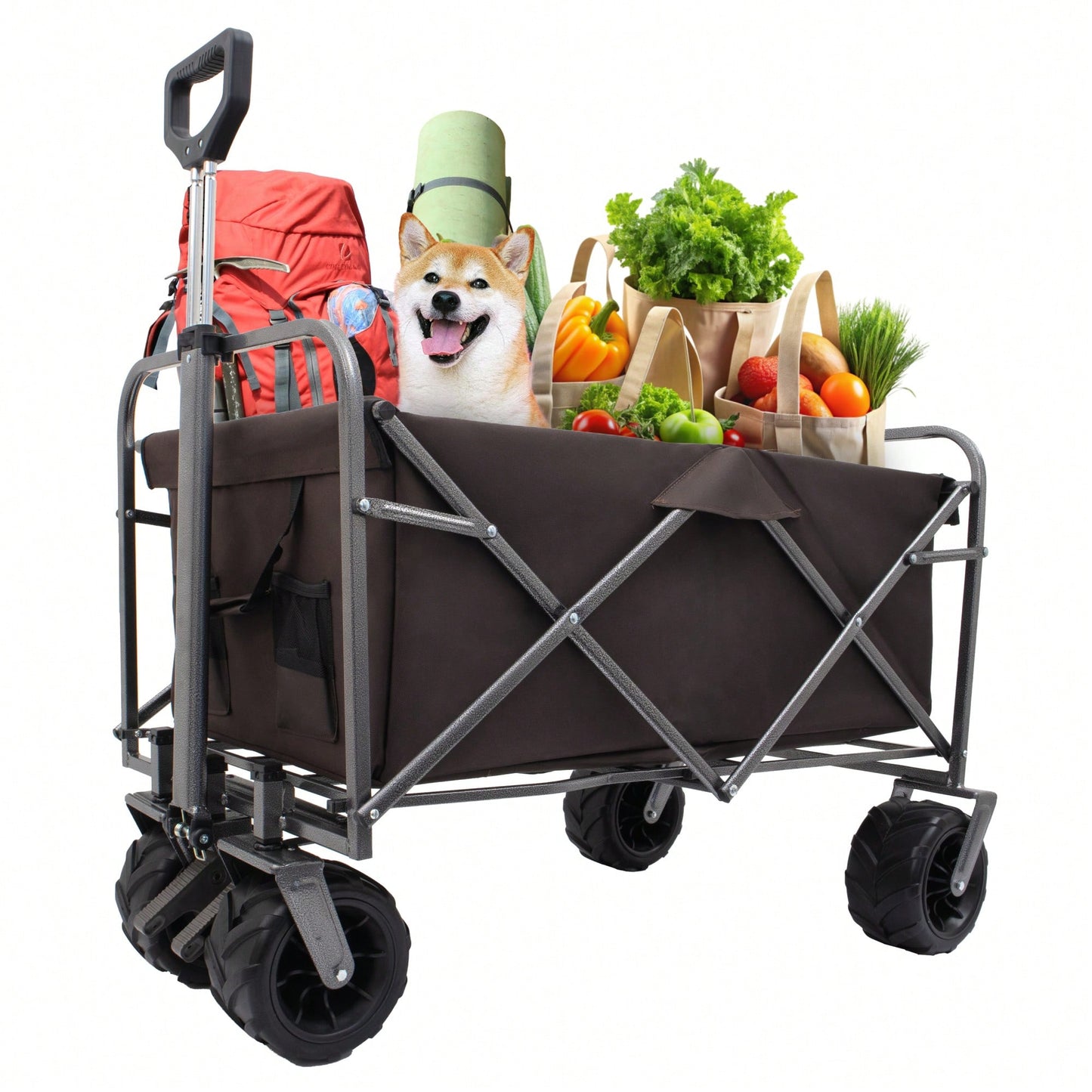 Portable Beach Trolley Cart - Foldable Kids Wagon With Large Wheels For Camping And Outdoor Garden Use