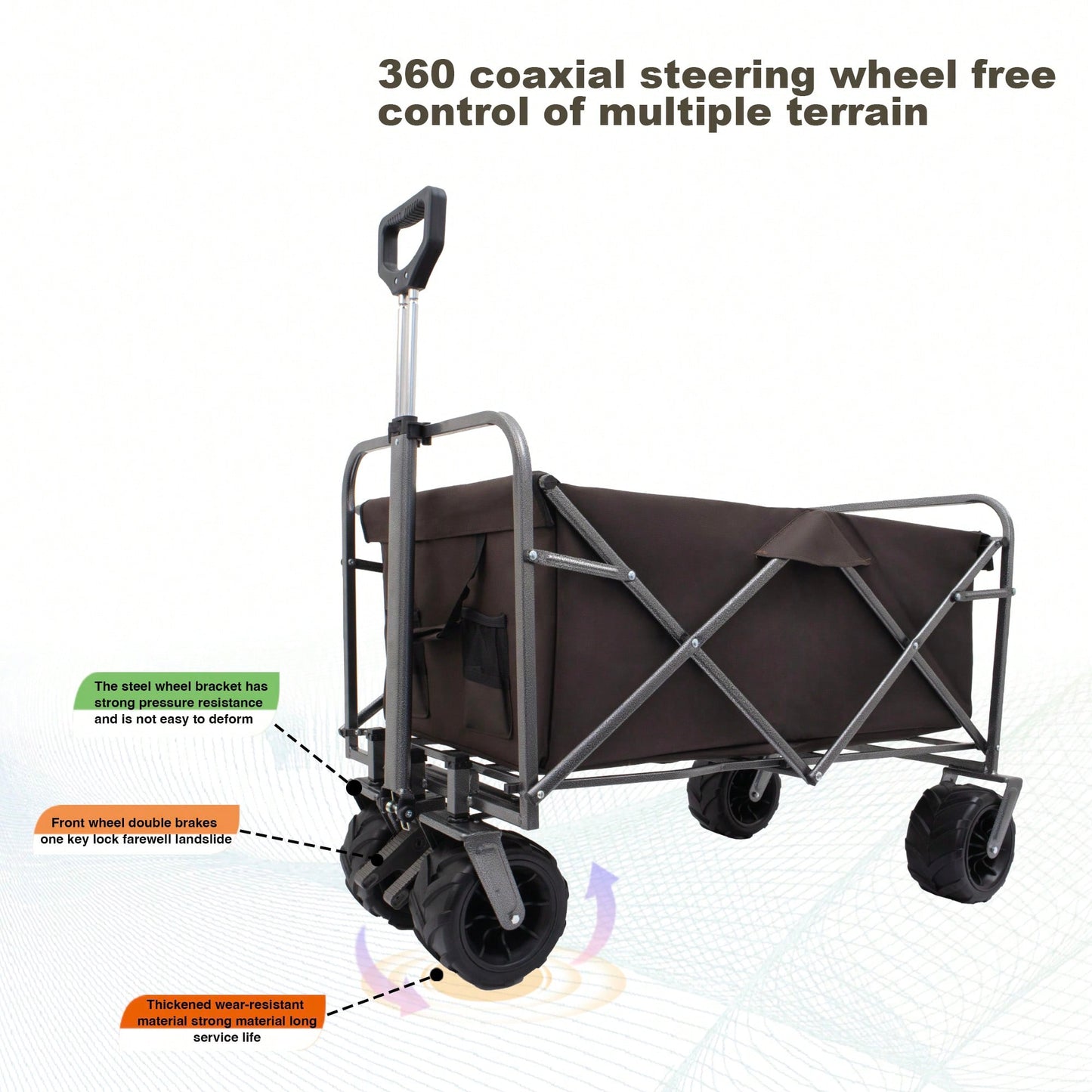 Portable Beach Trolley Cart - Foldable Kids Wagon With Large Wheels For Camping And Outdoor Garden Use