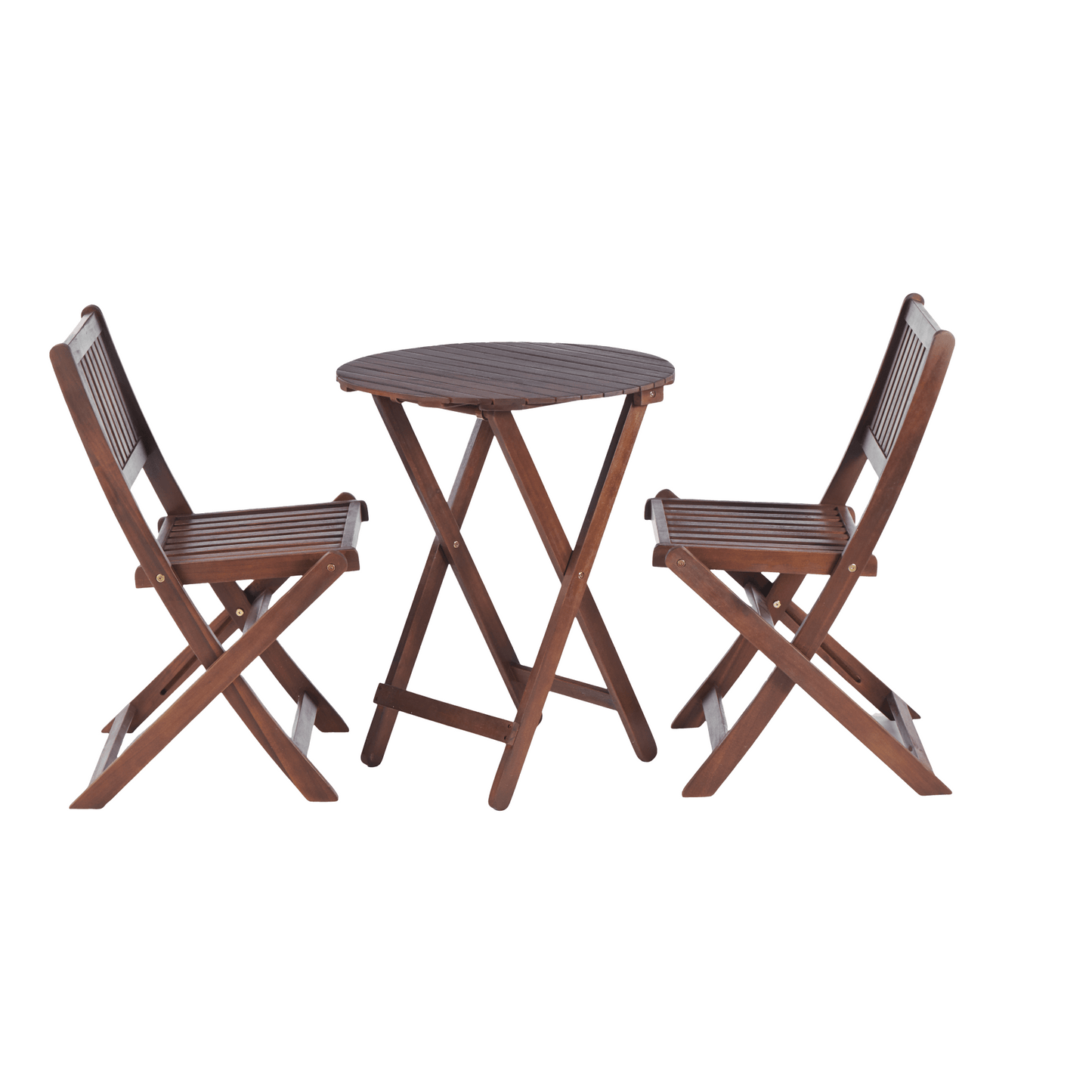 Acacia Wood 3-Piece Folding Bistro Set with Coffee Table and 2 Chairs for Garden Balcony Porch