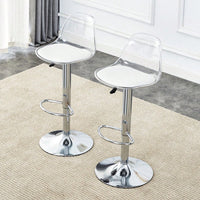 Set Of 2 Adjustable Modern Minimalist 360° Rotating Bar Chairs - Stylish PET Backrest & PU Seat For Bars And Restaurants