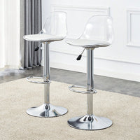 Set Of 2 Adjustable Modern Minimalist 360° Rotating Bar Chairs - Stylish PET Backrest & PU Seat For Bars And Restaurants