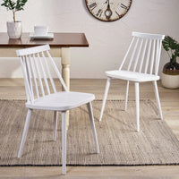 Rustic White Spindle Back Dining Chairs – Set Of 2 For Farmhouse Style Dining Room Decor