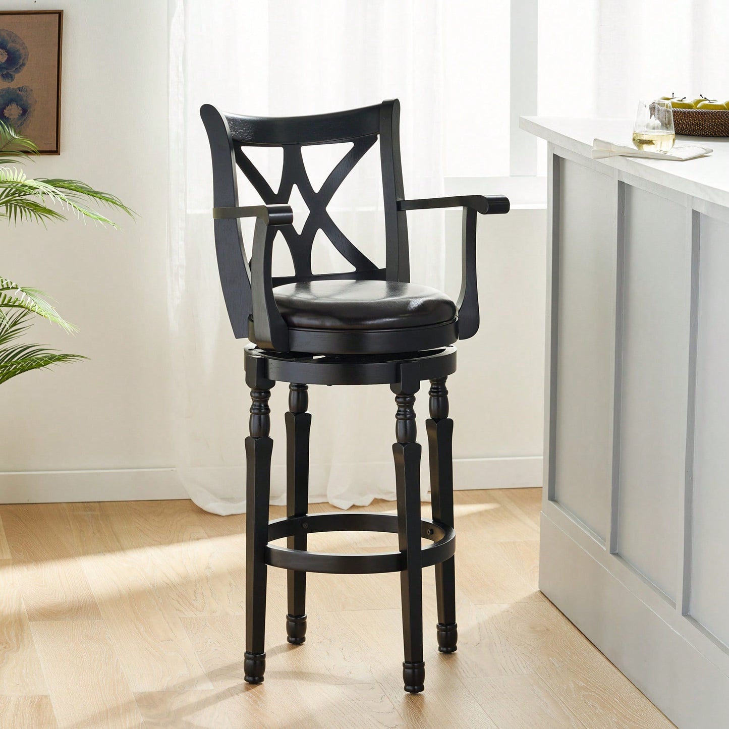 Elegant Leather Bar Stool For Stylish Home Bars And Kitchens - Comfortable Seating With Chic Design