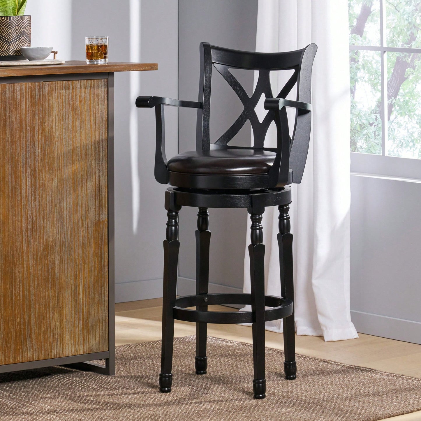 Elegant Leather Bar Stool For Stylish Home Bars And Kitchens - Comfortable Seating With Chic Design