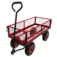 Heavy-Duty 3 Cu. Ft. Utility Wagon With Removable Sides - 300 Lbs. Capacity Steel Mesh Cart For Outdoor Garden Use - Bright Yellow