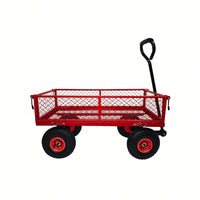 Heavy-Duty 3 Cu. Ft. Utility Wagon With Removable Sides - 300 Lbs. Capacity Steel Mesh Cart For Outdoor Garden Use - Bright Yellow