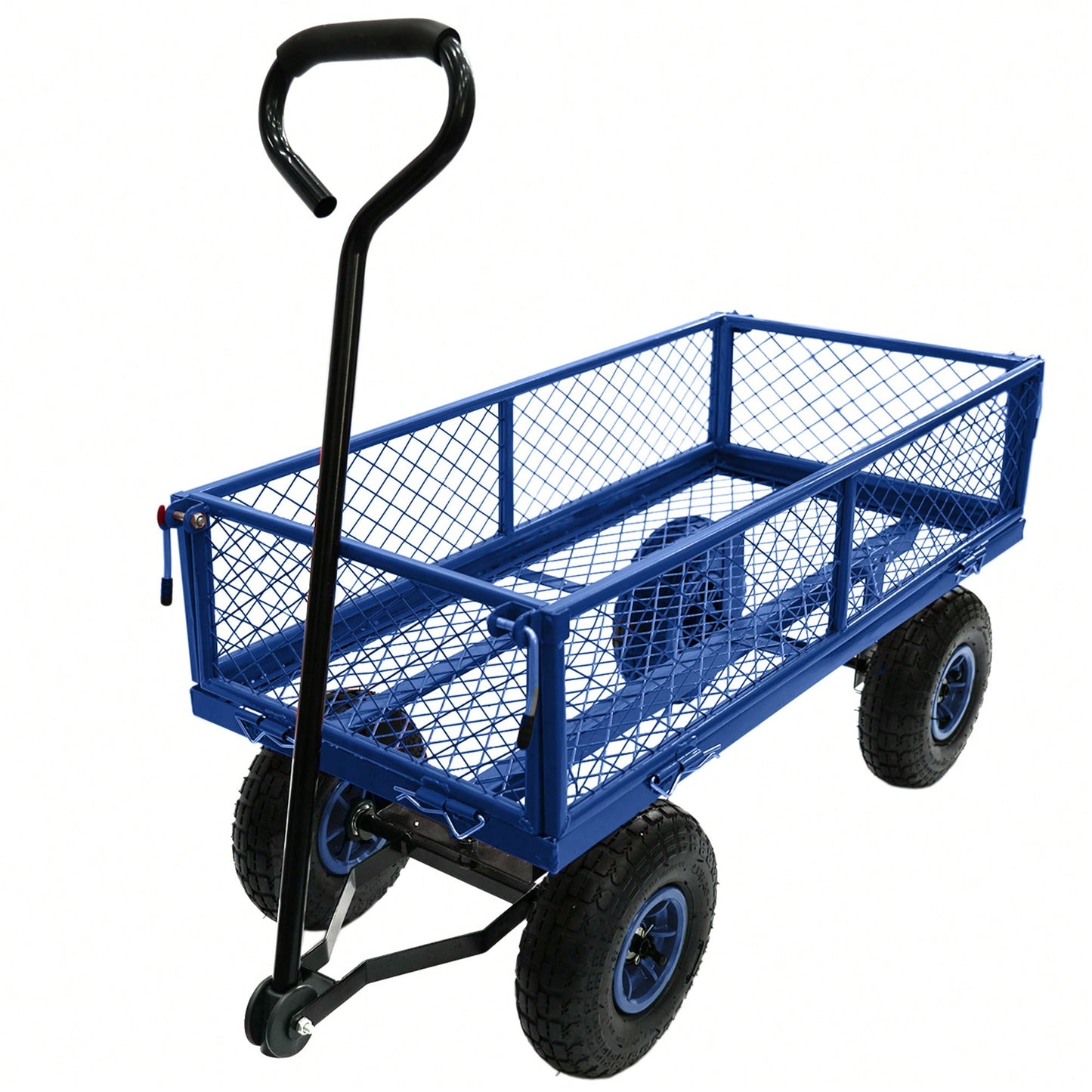 Heavy-Duty 3 Cu. Ft. Utility Wagon With Removable Sides - 300 Lbs. Capacity Steel Mesh Cart For Outdoor Garden Use - Bright Yellow