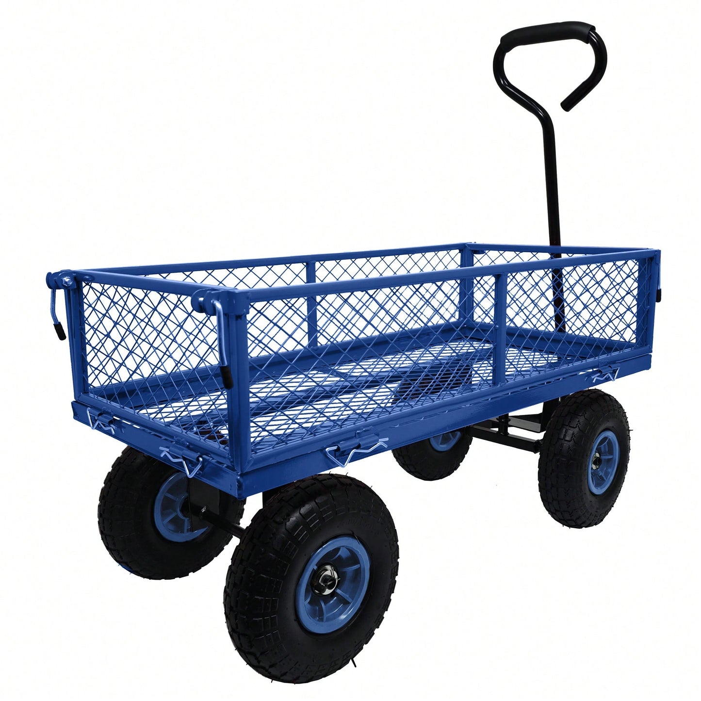 Heavy-Duty 3 Cu. Ft. Utility Wagon With Removable Sides - 300 Lbs. Capacity Steel Mesh Cart For Outdoor Garden Use - Bright Yellow