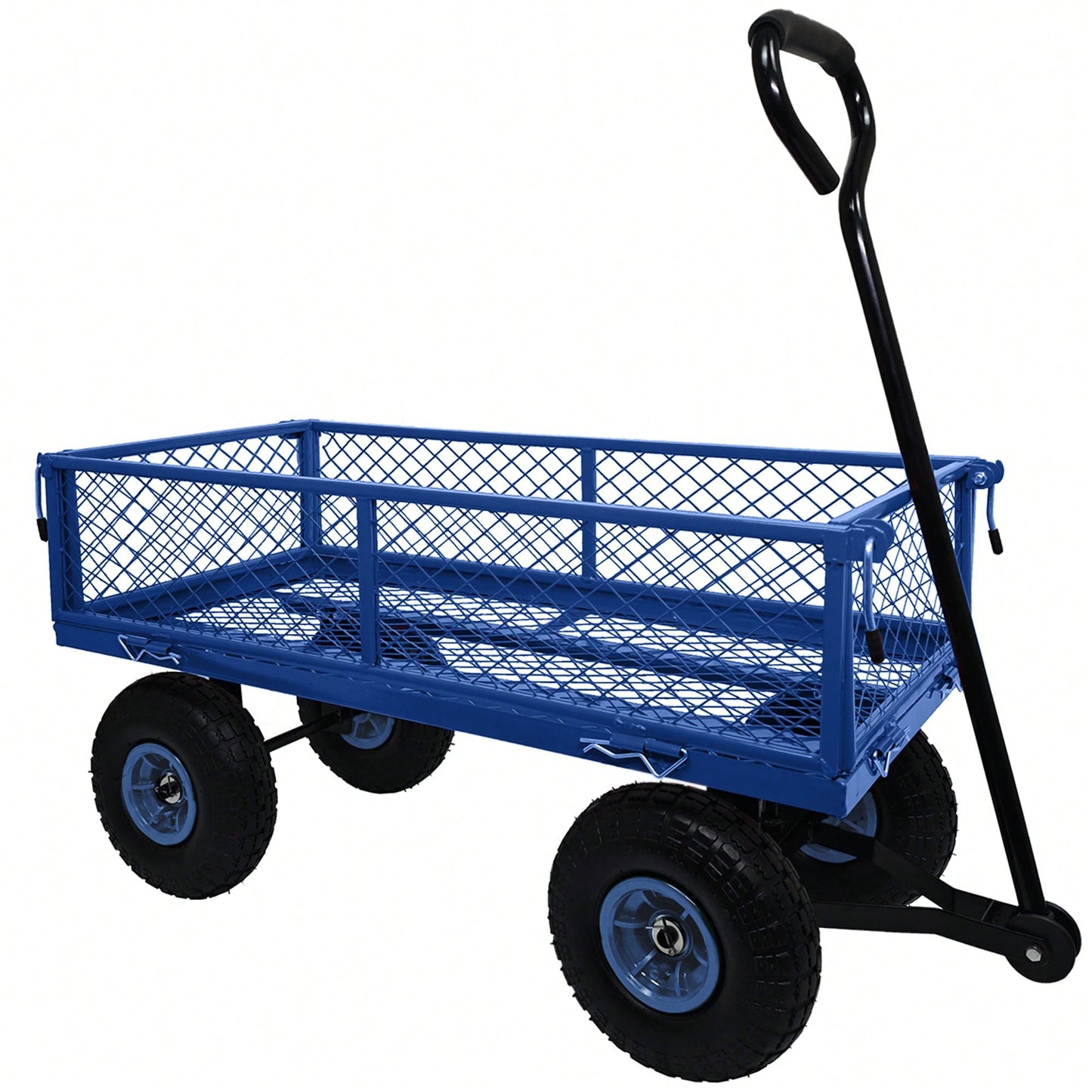 Heavy-Duty 3 Cu. Ft. Utility Wagon With Removable Sides - 300 Lbs. Capacity Steel Mesh Cart For Outdoor Garden Use - Bright Yellow