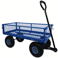 Heavy-Duty 3 Cu. Ft. Utility Wagon With Removable Sides - 300 Lbs. Capacity Steel Mesh Cart For Outdoor Garden Use - Bright Yellow