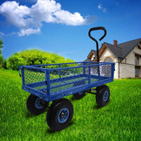 Heavy-Duty 3 Cu. Ft. Utility Wagon With Removable Sides - 300 Lbs. Capacity Steel Mesh Cart For Outdoor Garden Use - Bright Yellow