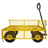 Heavy-Duty 3 Cu. Ft. Utility Wagon With Removable Sides - 300 Lbs. Capacity Steel Mesh Cart For Outdoor Garden Use - Bright Yellow