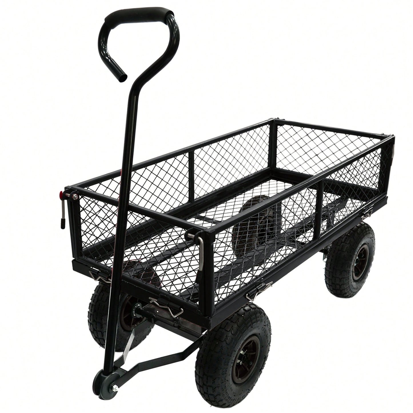 Heavy-Duty 3 Cu. Ft. Utility Wagon With Removable Sides - 300 Lbs. Capacity Steel Mesh Cart For Outdoor Garden Use - Bright Yellow