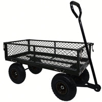 Heavy-Duty 3 Cu. Ft. Utility Wagon With Removable Sides - 300 Lbs. Capacity Steel Mesh Cart For Outdoor Garden Use - Bright Yellow