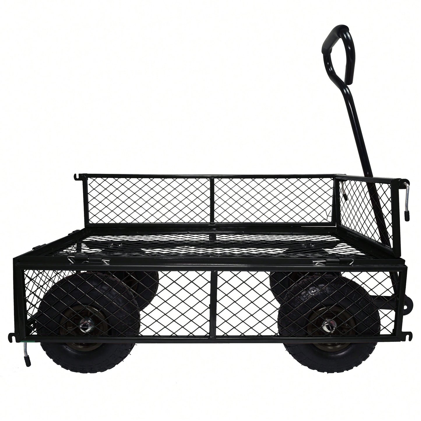 Heavy-Duty 3 Cu. Ft. Utility Wagon With Removable Sides - 300 Lbs. Capacity Steel Mesh Cart For Outdoor Garden Use - Bright Yellow