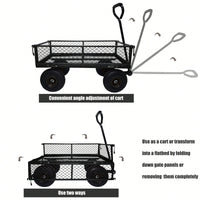 Heavy-Duty 3 Cu. Ft. Utility Wagon With Removable Sides - 300 Lbs. Capacity Steel Mesh Cart For Outdoor Garden Use - Bright Yellow