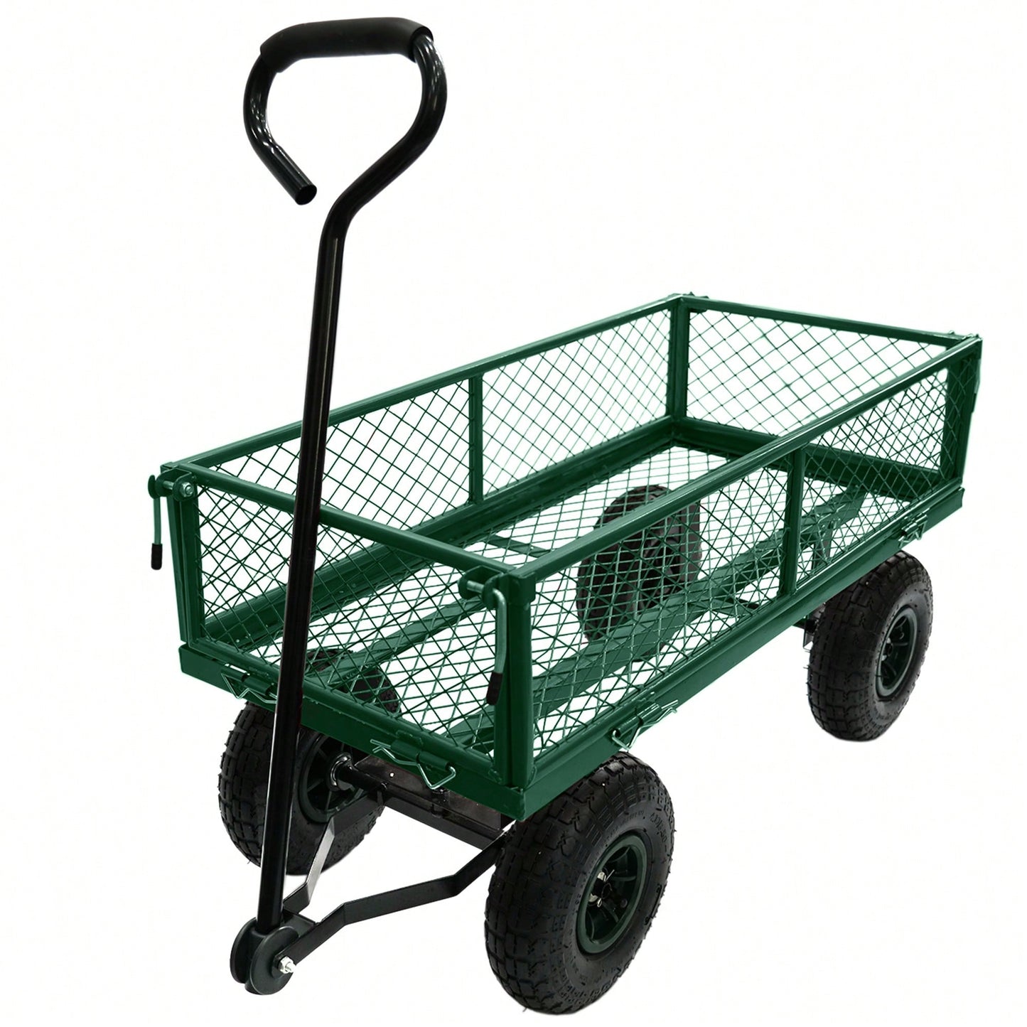 Heavy-Duty 3 Cu. Ft. Utility Wagon With Removable Sides - 300 Lbs. Capacity Steel Mesh Cart For Outdoor Garden Use - Bright Yellow