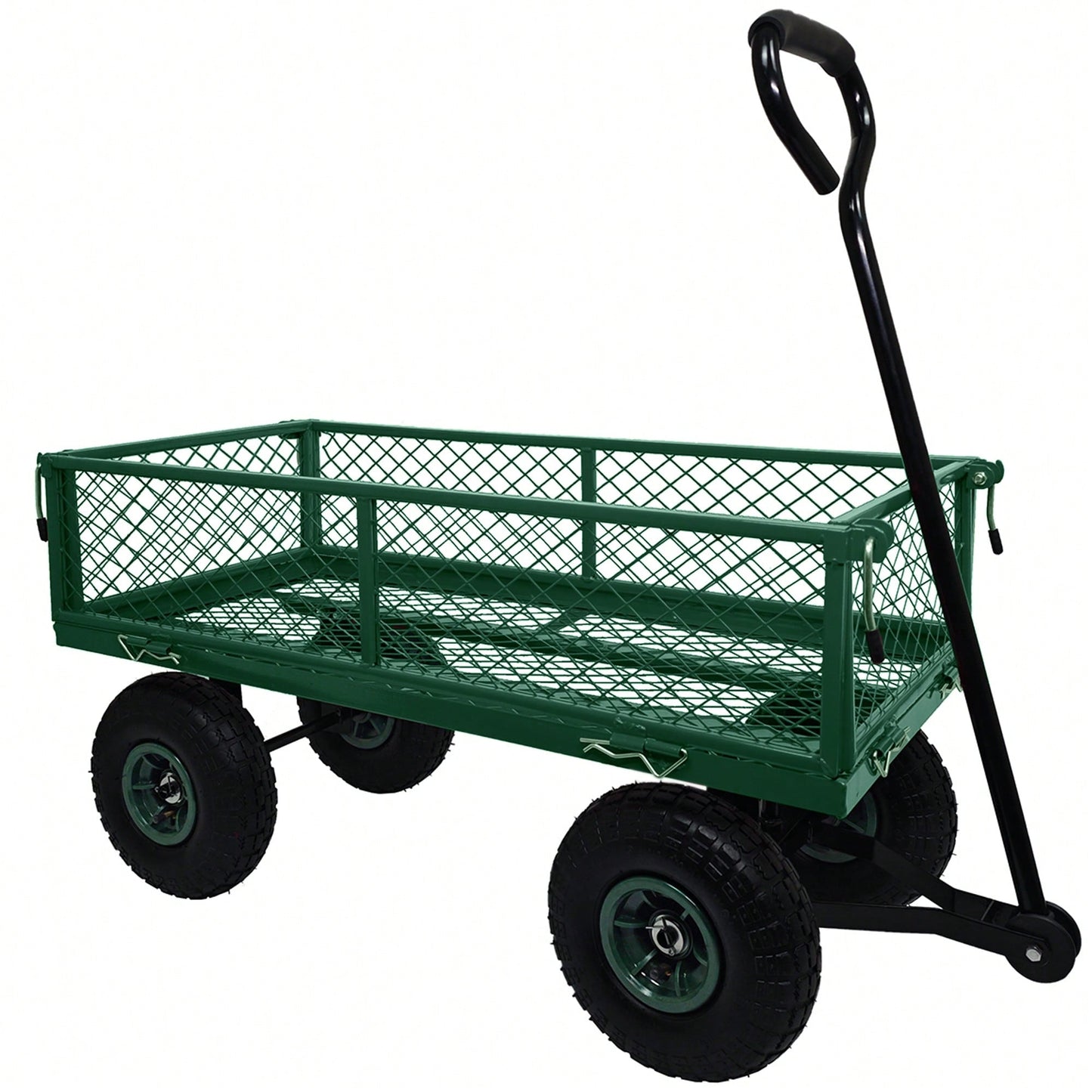 Heavy-Duty 3 Cu. Ft. Utility Wagon With Removable Sides - 300 Lbs. Capacity Steel Mesh Cart For Outdoor Garden Use - Bright Yellow