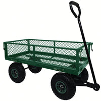 Heavy-Duty 3 Cu. Ft. Utility Wagon With Removable Sides - 300 Lbs. Capacity Steel Mesh Cart For Outdoor Garden Use - Bright Yellow