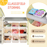 Multi-Functional Kids Toy Storage Organizer with 17 Bins and 5 Bookshelves for Toys and Books