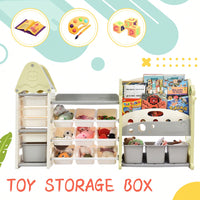 Multi-Functional Kids Toy Storage Organizer with 17 Bins and 5 Bookshelves for Toys and Books