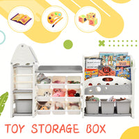 Multi-Functional Kids Toy Storage Organizer with 17 Bins and 5 Bookshelves for Toys and Books