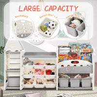 Multi-Functional Kids Toy Storage Organizer with 17 Bins and 5 Bookshelves for Toys and Books