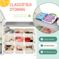 Multi-Functional Kids Toy Storage Organizer with 17 Bins and 5 Bookshelves for Toys and Books