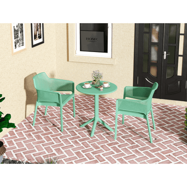 3-Piece Plastic Armchair Set For Bistro Dining - Ocean Plastic, Green Color